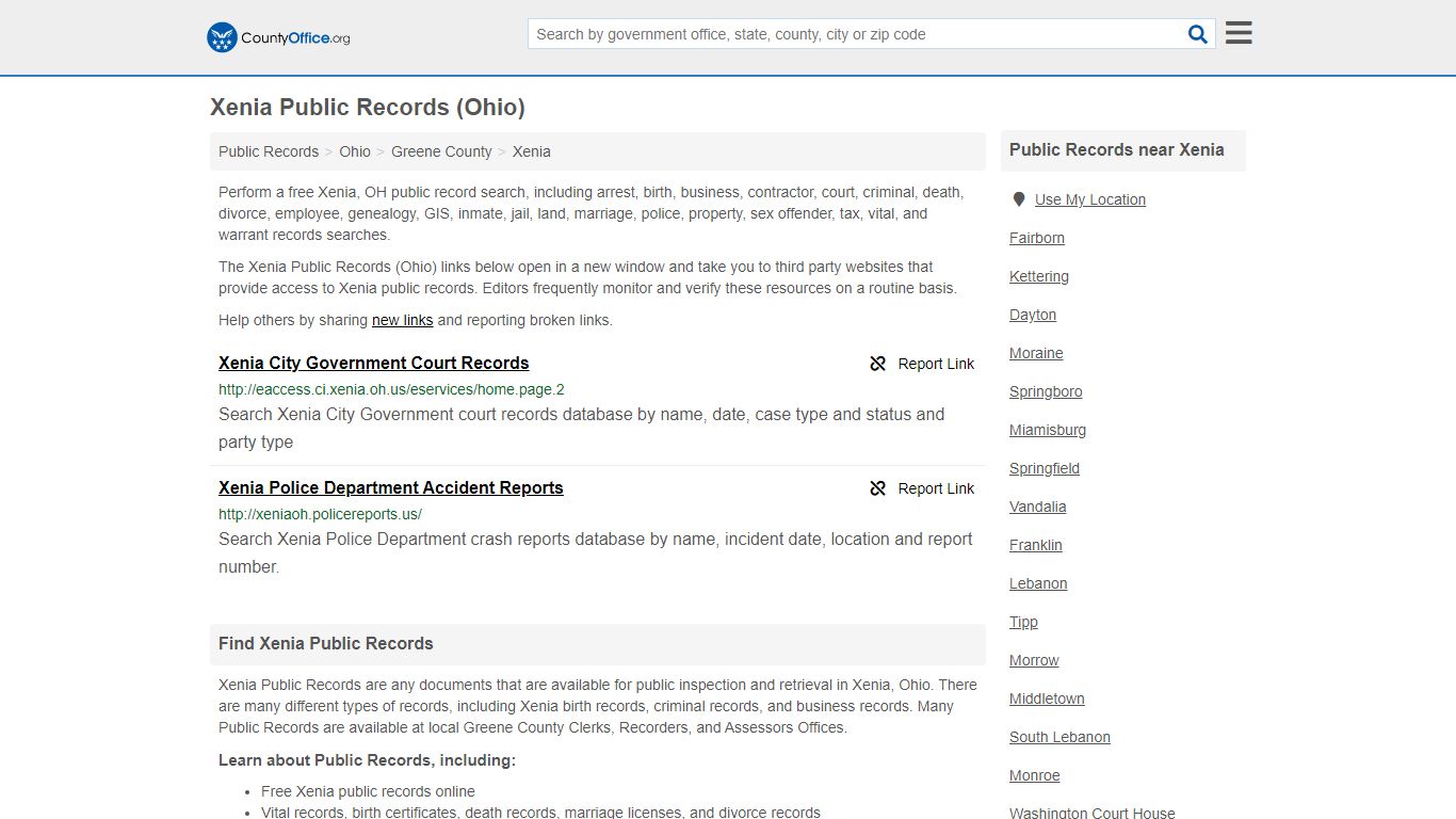 Xenia Public Records (Ohio) - County Office